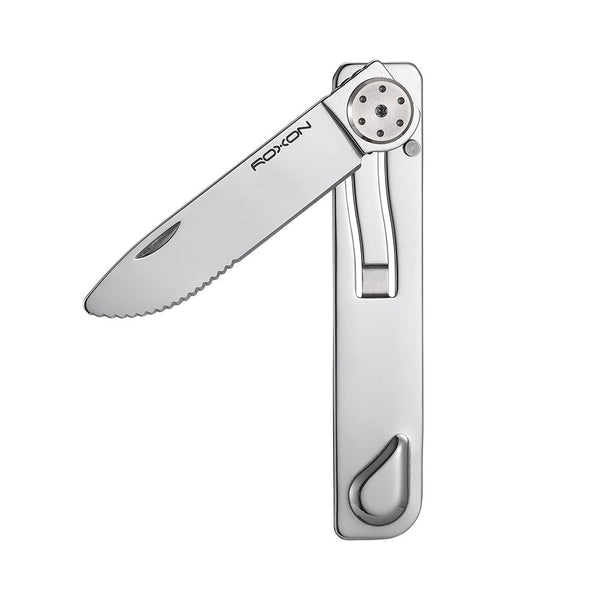 Folding knife with a visible brand logo on a white background