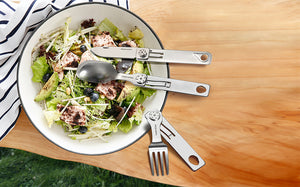 3-in-1 foldable cutlery set for camping