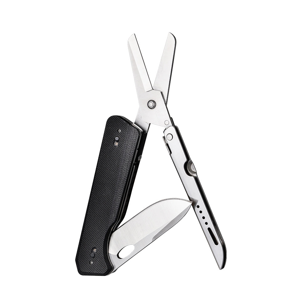 ROXON KS2 13 in 1 Multi Tool function pocket knife with big scissor, G10  handle and Pocket clip, good for Camping/Backpacking/Emergencies/EDC  (5cr15Mov Blade) 