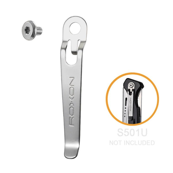 Metallic tool with Roxon branding on a white background