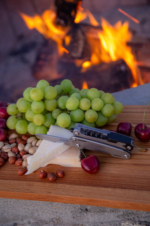 cheese and fruits and tool