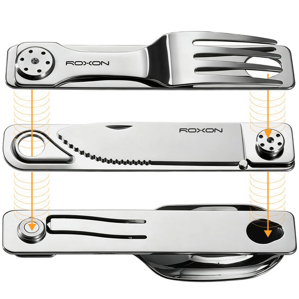 3-in-1 Folding Cutlery Travel Set - ROXON