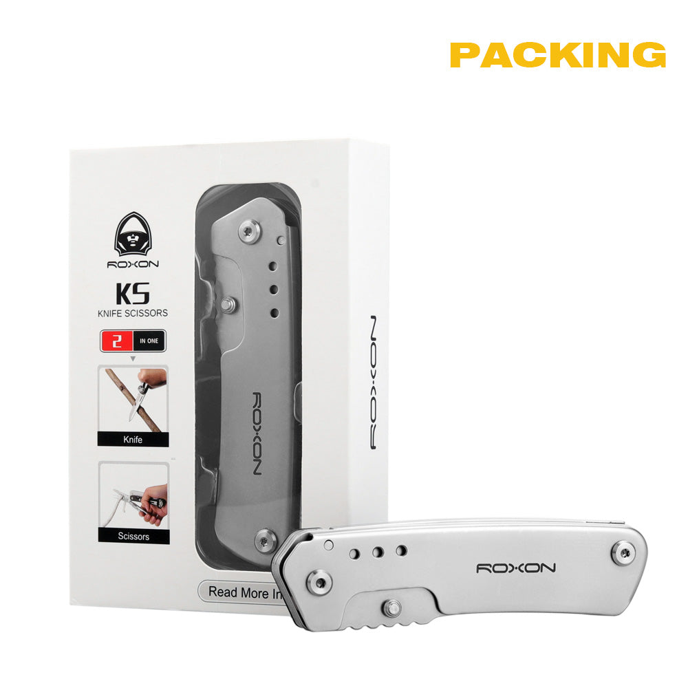 Roxon S501 Folding Pocket Knife and Scissors 2 in 1 Must-have at Home EDC  Multi tool with Belt Clip, Perfect for Housework, Rescue, Hunting,  Survival, Fishing, Hiking, Camping 