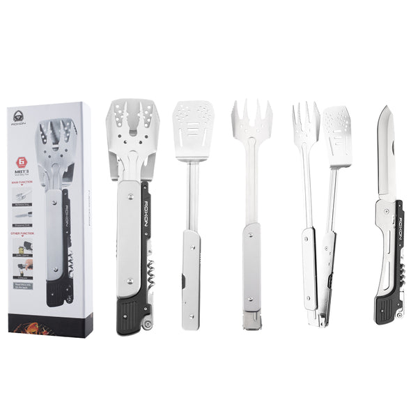 multitool cutlery with spatula, fork, tongs and knife