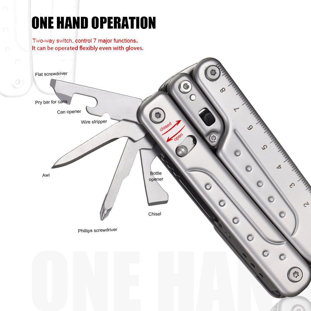 Pinza Multiuso Roxon S802 Phantom 15 In 1 - Con Forbici Grandi, Lama Sostituibile E Set Di Punte, Per Campeggio E Sopravvivenza