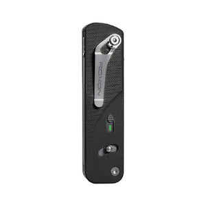 Black Roxon pocket knife on a white background
