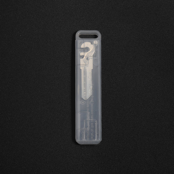Transparent  case with a key design on a black background